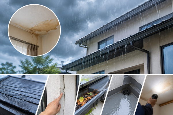 長雨による雨漏り